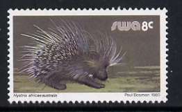 South West Africa 1980-89 Cape Porcupine 8c (chalky paper) from Wildlife Def set unmounted mint, SG 356a, stamps on , stamps on  stamps on animals, stamps on  stamps on porcupines