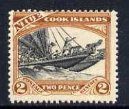 Niue 1932-36 Maori Canoe 2d (single wmk) unmounted mint, SG 64, stamps on , stamps on  stamps on canoes, stamps on  stamps on  kg5 , stamps on  stamps on 