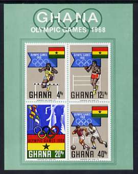 Ghana 1969 Mexico Olympic Games imperf m/sheet unmounted mint, SG MS 525, stamps on , stamps on  stamps on olympics, stamps on  stamps on hurdles, stamps on  stamps on boxing, stamps on  stamps on football, stamps on  stamps on flags, stamps on  stamps on sport