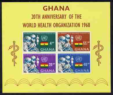 Ghana 1968 World Health Organisation imperf m/sheet unmounted mint, SG MS 520, stamps on , stamps on  stamps on united nations, stamps on  stamps on  who , stamps on  stamps on medical