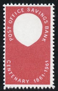 Great Britain 1961 Post Office Savings Bank 2.5d with black (Queen's Head) omitted, a  'Maryland' perf 'unused' forgery, as SG 623a - the word Forgery is either handstamped or printed on the back and comes on a presentation card with descriptive notes, stamps on , stamps on  stamps on maryland, stamps on  stamps on forgery, stamps on  stamps on forgeries