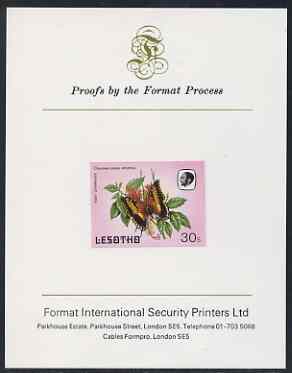 Lesotho 1984 Butterflies Foxy Charaxes 30s imperf proof mounted on Format International proof card as SG 573, stamps on , stamps on  stamps on butterflies