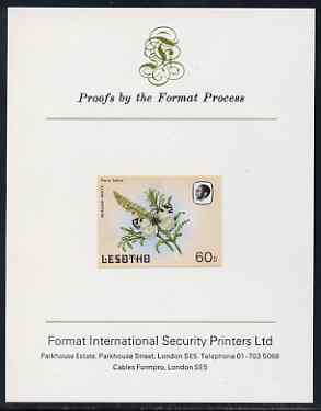 Lesotho 1984 Butterflies Meadow White 60s imperf proof mounted on Format International proof card as SG 575, stamps on butterflies