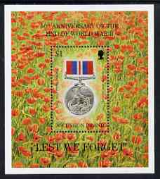Ascension 1995 50th Anniversary of end of World War II perf m/sheet unmounted mint, SG MS656, stamps on , stamps on  ww2 , stamps on militaria, stamps on medals