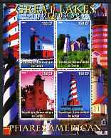 Congo 2004 Lighthouses of America (Great Lakes) perf sheetlet containing 4 values unmounted mint, stamps on , stamps on  stamps on lighthouses