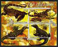 Congo 2004 Lizards (Les Lezards) perf sheetlet containing 4 values unmounted mint, stamps on , stamps on  stamps on animals, stamps on  stamps on reptiles