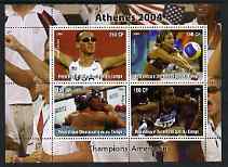 Congo 2004 Athens Olympic Games - American Champions perf sheetlet containing 4 values unmounted mint, stamps on olympics, stamps on swimming, stamps on volley ball, stamps on athletics, stamps on hurdles