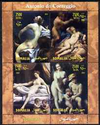 Somalia 2004 Paintings by Correggio perf sheetlet containing 4 values unmounted mint, stamps on arts, stamps on correggio