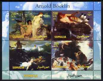 Somalia 2004 Paintings by Böcklin perf sheetlet containing 4 values unmounted mint, stamps on arts, stamps on bocklin