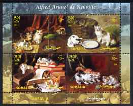 Somalia 2004 Paintings by Alfred Brunel de Neuville (Cats) perf sheetlet containing 4 values unmounted mint, stamps on , stamps on  stamps on arts, stamps on  stamps on cats