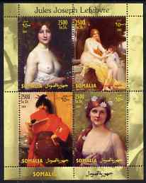 Somalia 2004 Nude Paintings by Jules Joseph Lefebvre perf sheetlet containing 4 values unmounted mint, stamps on arts, stamps on nudes, stamps on 