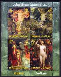 Somalia 2004 Nude Paintings by John Byam Liston Shaw perf sheetlet containing 4 values unmounted mint, stamps on , stamps on  stamps on arts, stamps on  stamps on nudes, stamps on  stamps on 