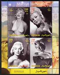 Somalia 2004 Marilyn Monroe #4 perf sheetlet containing 4 values unmounted mint, stamps on , stamps on  stamps on movies, stamps on  stamps on films, stamps on  stamps on cinema, stamps on  stamps on women, stamps on  stamps on marilyn monroe, stamps on  stamps on 