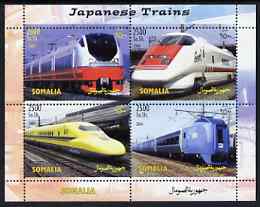 Somalia 2004 Japanese Trains perf sheetlet containing 6 values unmounted mint, stamps on , stamps on  stamps on railways