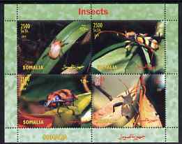 Somalia 2004 Insects perf sheetlet containing 4 values unmounted mint, stamps on insects