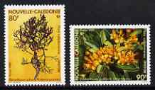 New Caledonia 1989 Flowers set of 2 unmounted mint, SG 855-56, stamps on , stamps on  stamps on flowers