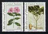 United Nations (NY) 1990 Medicinal Plants set of 2, unmounted mint, SG 584-85, stamps on flowers, stamps on medical, stamps on medicinal plants