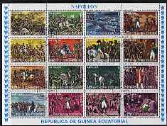 Equatorial Guinea 1977 Scenes from Napoleons Life sheetlet of 16, fine cto used Mi 1165-80, stamps on militaria, stamps on personalities, stamps on napoleon  , stamps on dictators.