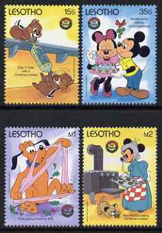 Lesotho 1986 Christmas, Disney cartoon characters set of 4 unmounted mint, SG 745-48, stamps on , stamps on  stamps on disney, stamps on  stamps on christmas