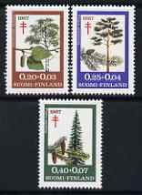 Finland 1967 Tuberculosis Relief Fund set of 3 trees and foliage unmounted mint, SG 723-25, stamps on , stamps on  stamps on trees, stamps on  stamps on medical