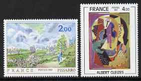 France 1981 Paintings set of 2 unmounted mint, SG 2398-99, stamps on arts, stamps on pissaro