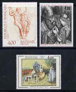 France 1983 Art set of 3 unmounted mint, SG 2580-82, stamps on arts, stamps on raphael, stamps on alcohol