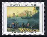 France 1982 'Embarkation of St Paul at Ostia' by Claude Gelle (Le Lorrain) 4f unmounted mint from Art set, SG 2532, stamps on arts, stamps on ships, stamps on religion