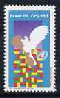 Brazil 1985 40th Anniversary of UNO showing Dove Emblem and stylised flags unmounted mint, SG 2199, stamps on united nations, stamps on birds
