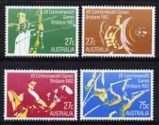 Australia 1982 Commonwealth Games set of 4 unmounted mint, SG 859-62*, stamps on sport, stamps on archery, stamps on boxing, stamps on weightlifting, stamps on athletics, stamps on pole vault