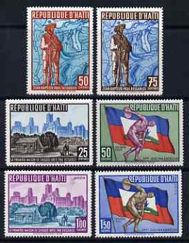 Haiti 1959 3rd Pan-American Games, Chicago set of 6 unmounted mint, SG 649-54, stamps on , stamps on  stamps on sport, stamps on  stamps on discus, stamps on  stamps on maps, stamps on  stamps on flags