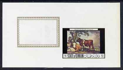 Oman 1972 Painting by Potter - The Young Bull 15b imperf working proof sheetlet unmounted mint, stamps on arts, stamps on bovine