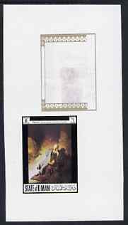 Oman 1972 Painting by Rembrandt - Jeremiah Lamenting the Destruction of Jerusalem 6b imperf working proof sheetlet unmounted mint, stamps on arts, stamps on rembrandt, stamps on old testament, stamps on judaica