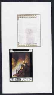 Oman 1972 Painting by Rembrandt - Jeremiah Lamenting the Destruction of Jerusalem 6b imperf working proof sheetlet unmounted mint, stamps on , stamps on  stamps on arts, stamps on  stamps on rembrandt, stamps on  stamps on old testament, stamps on  stamps on judaica