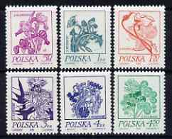 Poland 1974 Flower drawings by S Wyspianski set of 6 unmounted mint, SG 2287-92, stamps on flowers, stamps on iris, stamps on roses