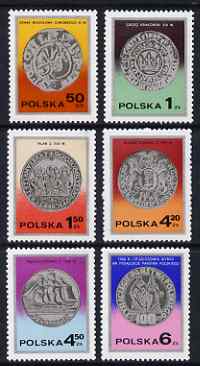 Poland 1977 Stamp Day - Polish Coins set of 6 unmounted mint, SG 2513-18, stamps on , stamps on  stamps on coins, stamps on  stamps on ships