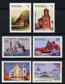 Poland 1977 Architectural Monuments set of 6 unmounted mint, SG 2519-24, stamps on architecture, stamps on churches, stamps on castles