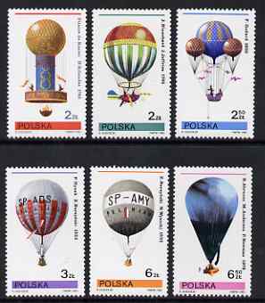 Poland 1981 Balloons set of 6 unmounted mint, SG 2721-26, stamps on aviation, stamps on airships