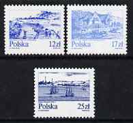 Poland 1982 Views of the Vistula River set of 3 unmounted mint, SG 2846-48, stamps on , stamps on  stamps on ships, stamps on  stamps on rivers