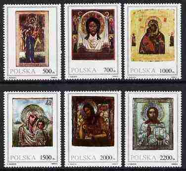 Poland 1991 Icons (2nd series) set of 6 unmounted mint, SG 3345-50, stamps on arts, stamps on religion