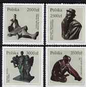 Poland 1992 Polish Sculptures set of 4 unmounted mint, SG 3427-30, stamps on arts, stamps on sculpture