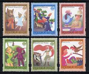 Poland 1996 50th Anniversary of UNICEF - scenes from Fairy Tales by Jan Brzechwa set of 6 unmounted mint, SG 3624-29, stamps on , stamps on  stamps on children, stamps on  stamps on fairy tales, stamps on  stamps on animals, stamps on  stamps on fox, stamps on  stamps on  fox , stamps on  stamps on foxes, stamps on  stamps on  