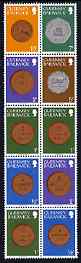 Guernsey 1982 Coins in 30p booklet format (2 x 1/2p, 3 x 1p, 2 x 2p, 1 x 5p, 1 x 7p, 1 x 10p) unmounted mint, SG 177a, stamps on coins, stamps on birds, stamps on bovine