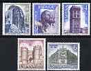 Spain 1982 Tourist Series set of 5 unmounted mint, SG 2696-700, stamps on architecture, stamps on water wheels, stamps on religion, stamps on clocks, stamps on tourism