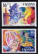 Spain 1984 Festivals set of 2 unmounted mint, SG 2757-58, stamps on fireworks, stamps on carnivals