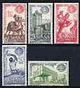 Spain 1964 New York World's Fair set of 5 unmounted mint, SG 1651-55, stamps on , stamps on  stamps on animals, stamps on  stamps on bovine, stamps on  stamps on dancing, stamps on  stamps on music, stamps on  stamps on sport, stamps on  stamps on pelota, stamps on  stamps on exhibitions