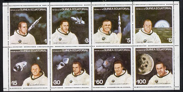 Equatorial Guinea 1978 USA Astronauts complete perf set of 8 values (Mi 1411-18A) unmounted mint, stamps on , stamps on  stamps on personalities  space     americana