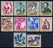 Spain 1969 Stamp Day and Alonso Cano commem set of 10 unmounted mint, SG 1968-77, stamps on arts, stamps on cano.angels, stamps on animals, stamps on ovine