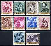 Spain 1969 Stamp Day and Alonso Cano commem set of 10 unmounted mint, SG 1968-77, stamps on , stamps on  stamps on arts, stamps on  stamps on cano.angels, stamps on  stamps on animals, stamps on  stamps on ovine