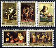 Fujeira 1971 International Labour Organisation set of 5 paintings fine used, Mi 804-08, stamps on arts, stamps on goya, stamps on vermeer, stamps on velazquez, stamps on textiles