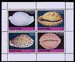 Chartonia (Fantasy) Cowrie Shells perf sheetlet containing 4 values unmounted mint, stamps on shells, stamps on marine life